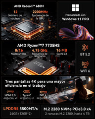 ACEMAGIC M1 AMD Ryzen 7 7735HS Mini PC