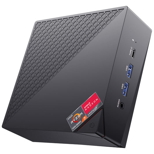 ACEMAGICIAN AM06 Mini PC, AMD Ryzen 7 5700U (8C/16T, hasta 4,3 GHz), Mini Ordenadores de sobremesa 32GB RAM DDR4 512GB M.2 2280 SSD, Doble Ethernet/WiFi 6,Ordenador Pequeño,PC de Negocios